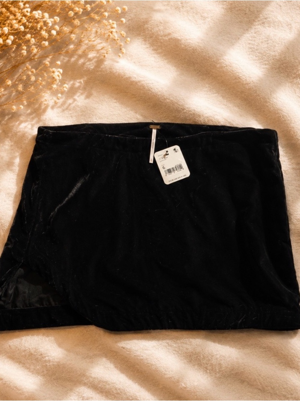 Free People Black Velvet Mini Skirt
